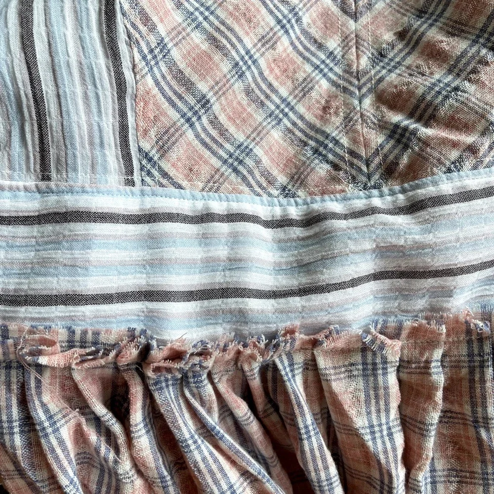 Free People Color Theory Midi Dress Pink Combo Size XS Plaid Backless Sleeveless